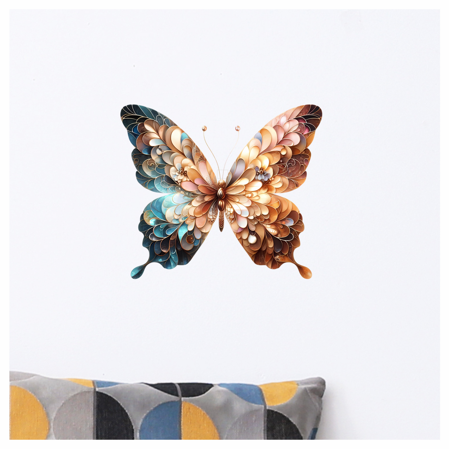 Brown Butterfly With Patterned Wings Vinyl Sticker Decal