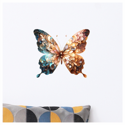 Brown Butterfly With Patterned Wings Vinyl Sticker Decal