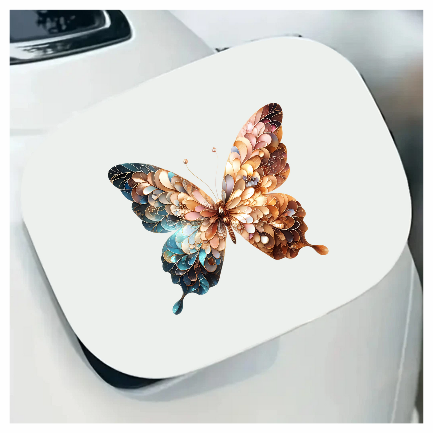 Brown Butterfly With Patterned Wings Vinyl Sticker Decal