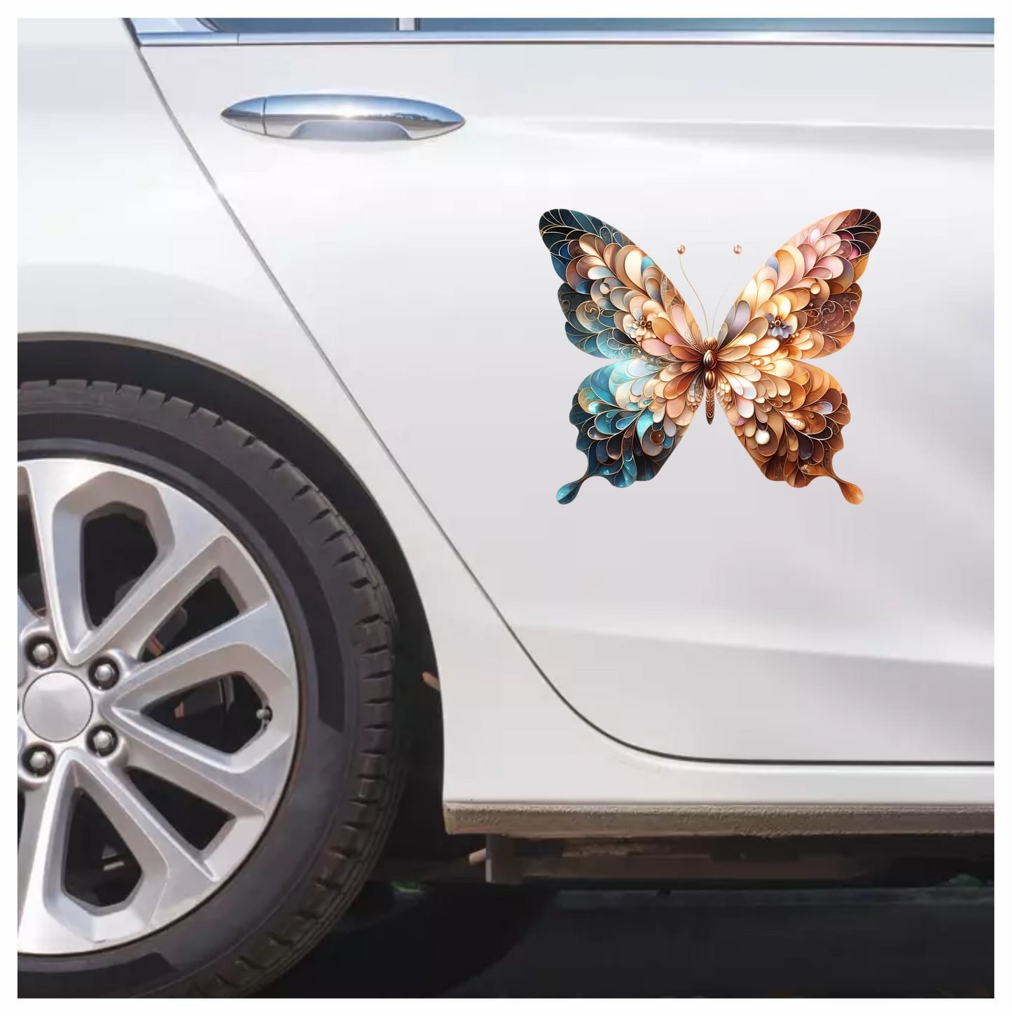 Brown Butterfly With Patterned Wings Vinyl Sticker Decal