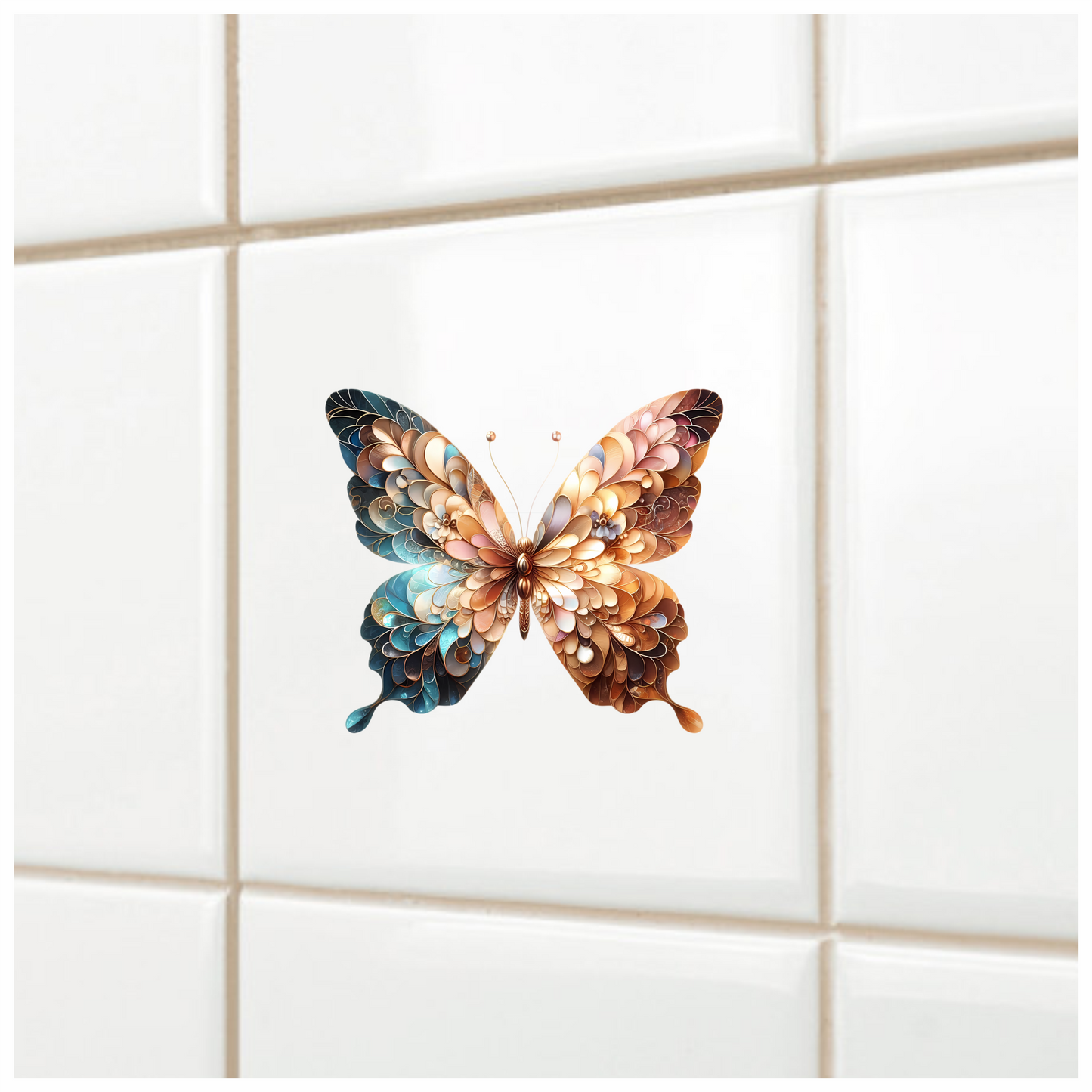Brown Butterfly With Patterned Wings Vinyl Sticker Decal