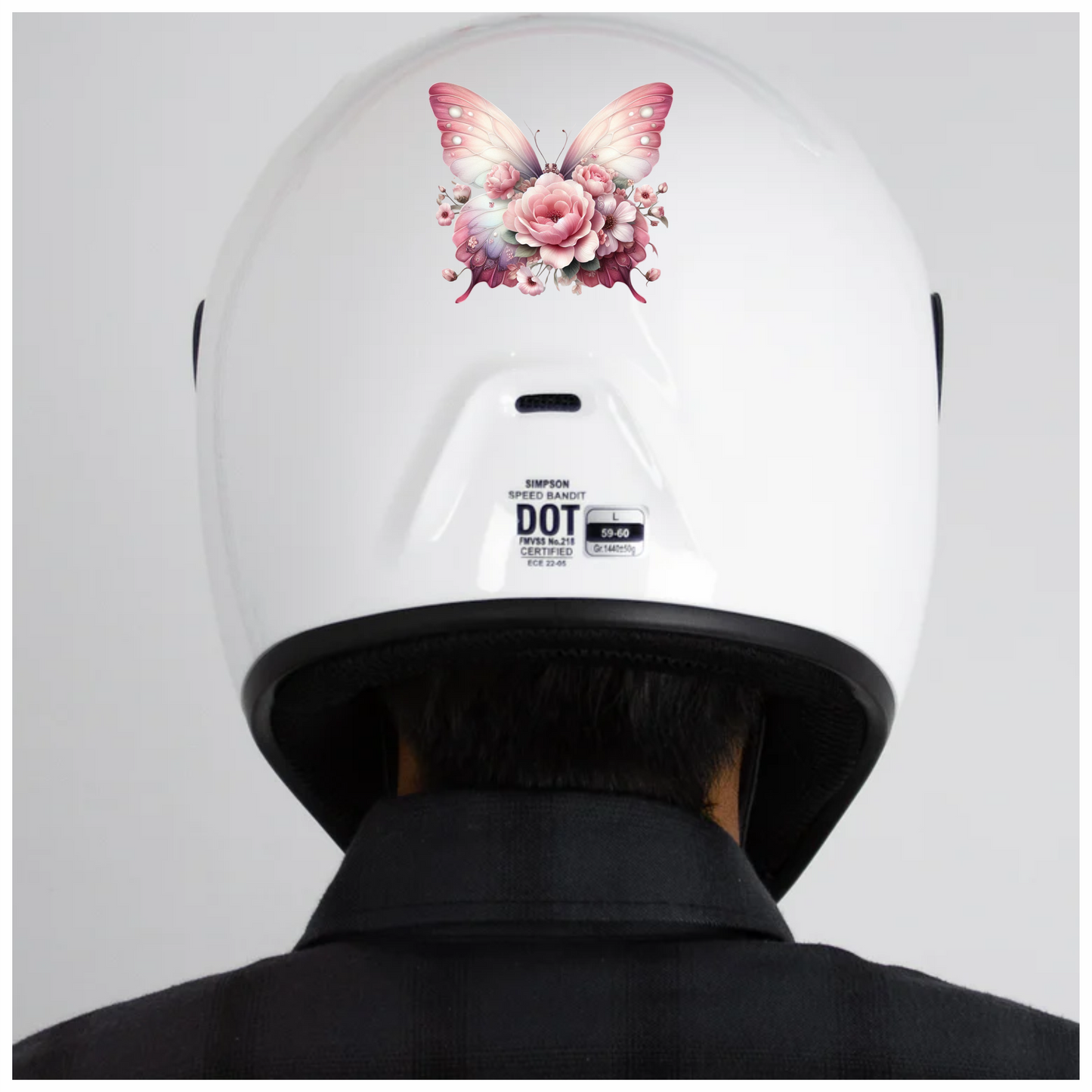 Pink Butterfly With Rose Flowers Vinyl Sticker Decal