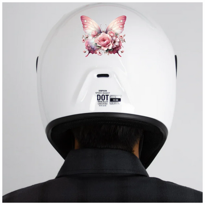 Pink Butterfly With Rose Flowers Vinyl Sticker Decal