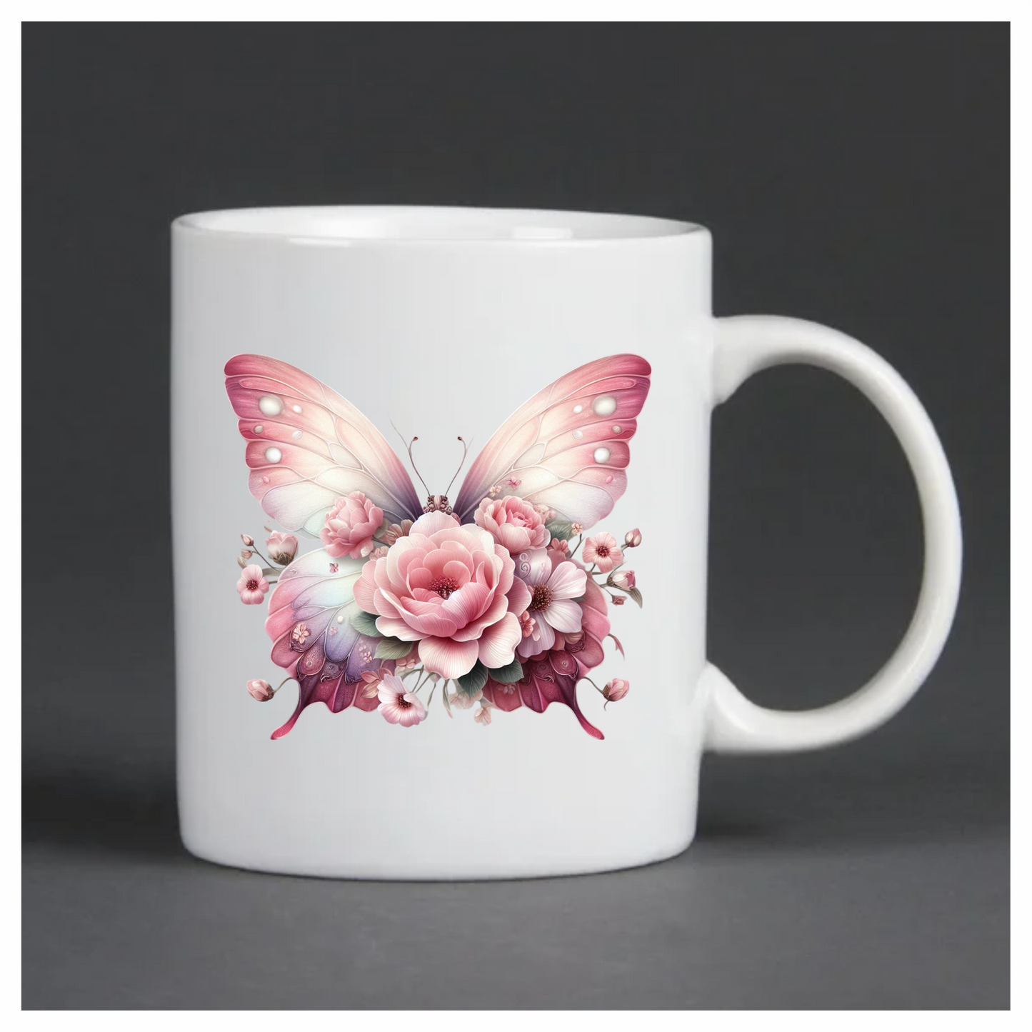 Pink Butterfly With Rose Flowers Vinyl Sticker Decal