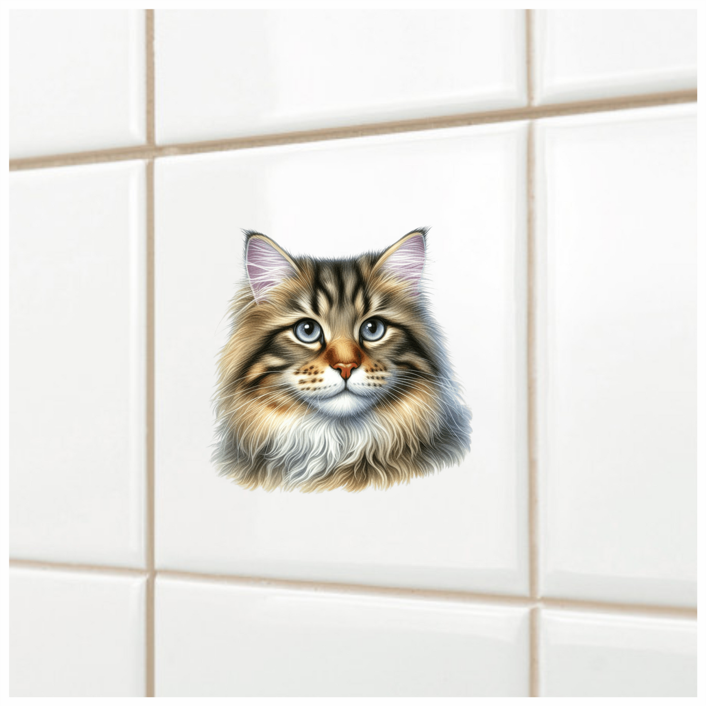 Brown Cat With Blue Eyes Vinyl Sticker Decal