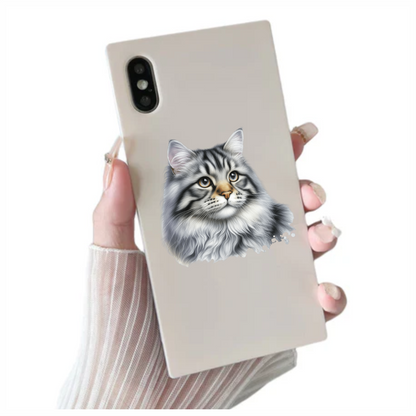 Gray Cat With Brown Eyes Vinyl Sticker Decal