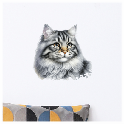 Gray Cat With Brown Eyes Vinyl Sticker Decal