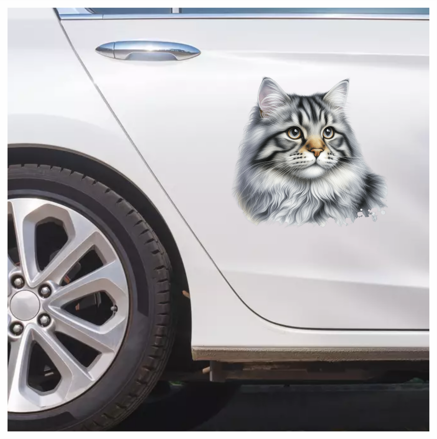 Gray Cat With Brown Eyes Vinyl Sticker Decal