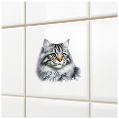 Gray Cat With Brown Eyes Vinyl Sticker Decal