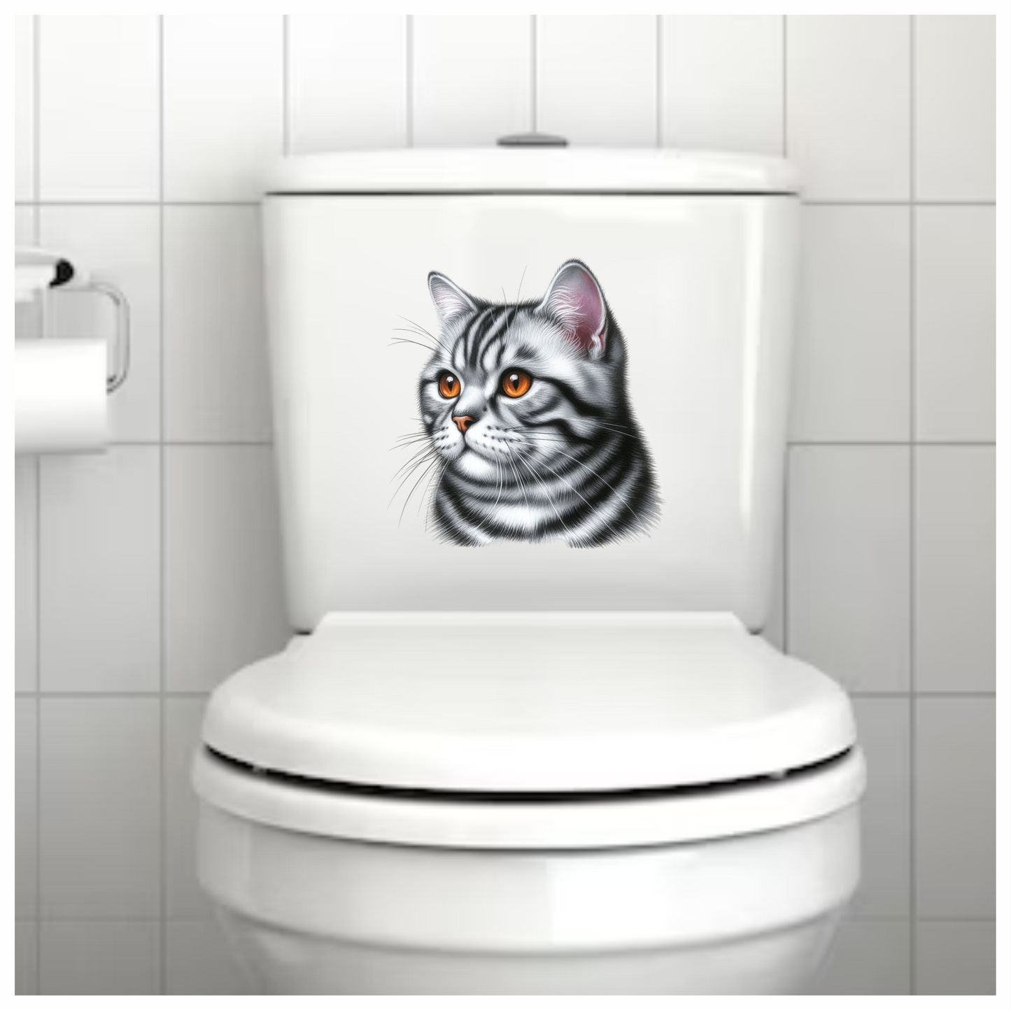 Gray Cat With Orange Eyes Vinyl Sticker Decal