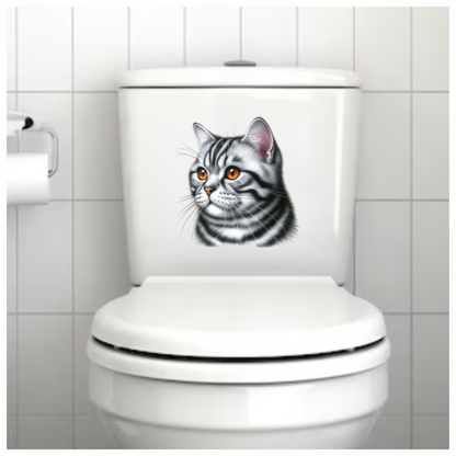 Gray Cat With Orange Eyes Vinyl Sticker Decal