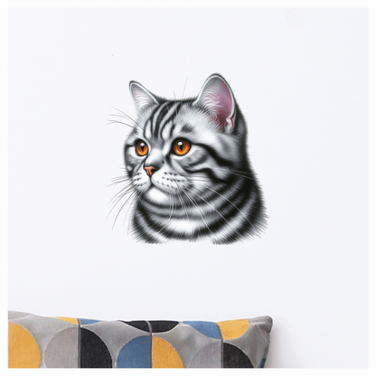 Gray Cat With Orange Eyes Vinyl Sticker Decal