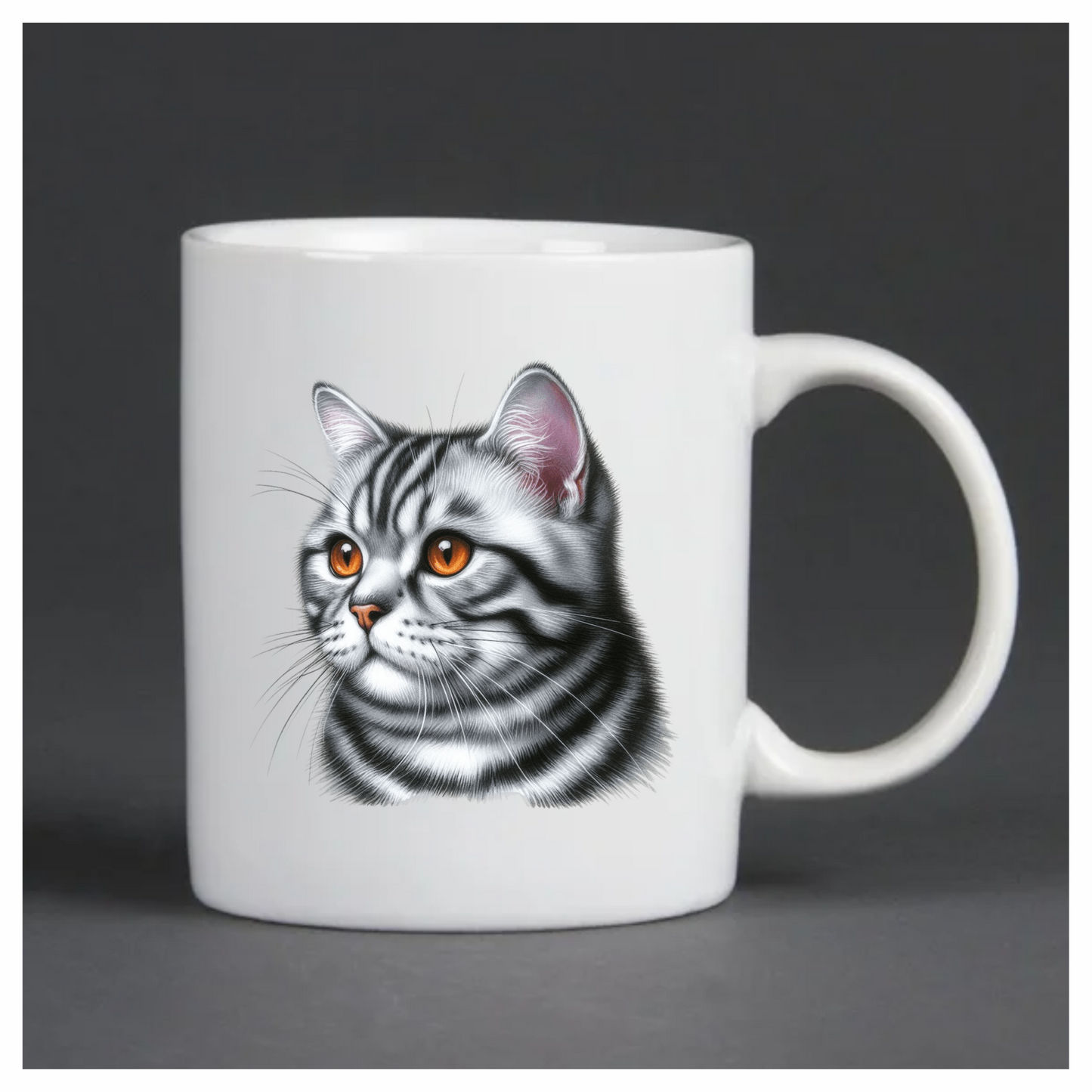 Gray Cat With Orange Eyes Vinyl Sticker Decal