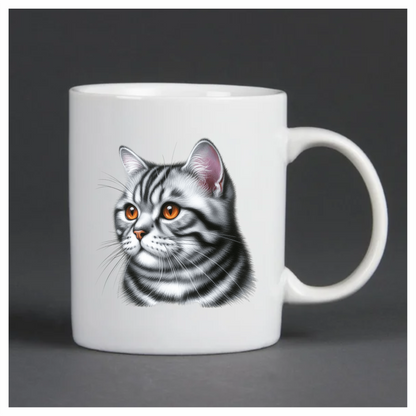 Gray Cat With Orange Eyes Vinyl Sticker Decal