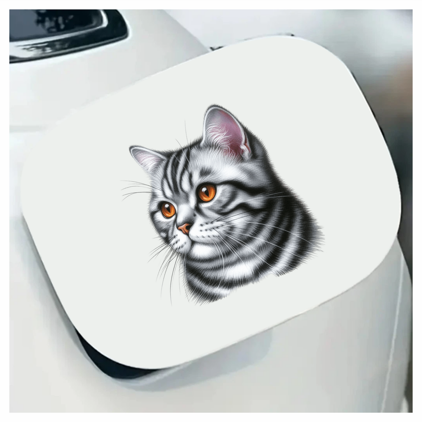 Gray Cat With Orange Eyes Vinyl Sticker Decal