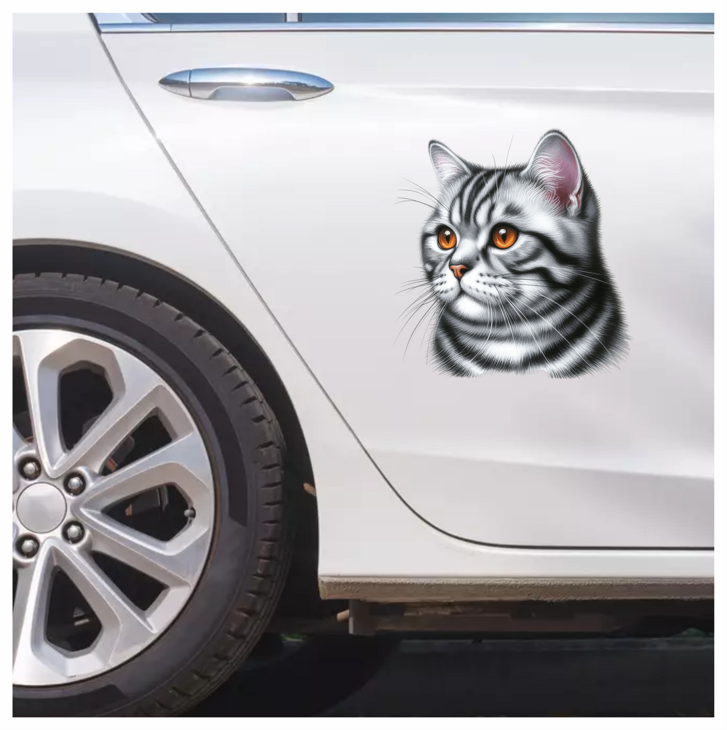 Gray Cat With Orange Eyes Vinyl Sticker Decal