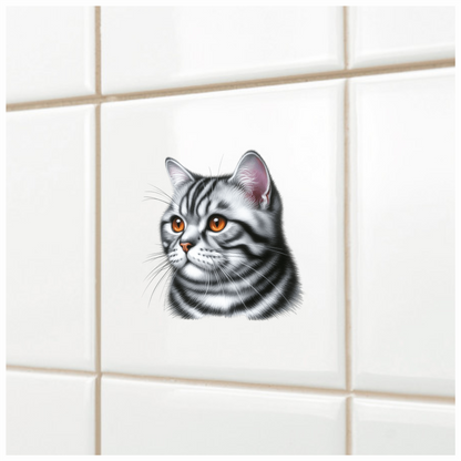Gray Cat With Orange Eyes Vinyl Sticker Decal
