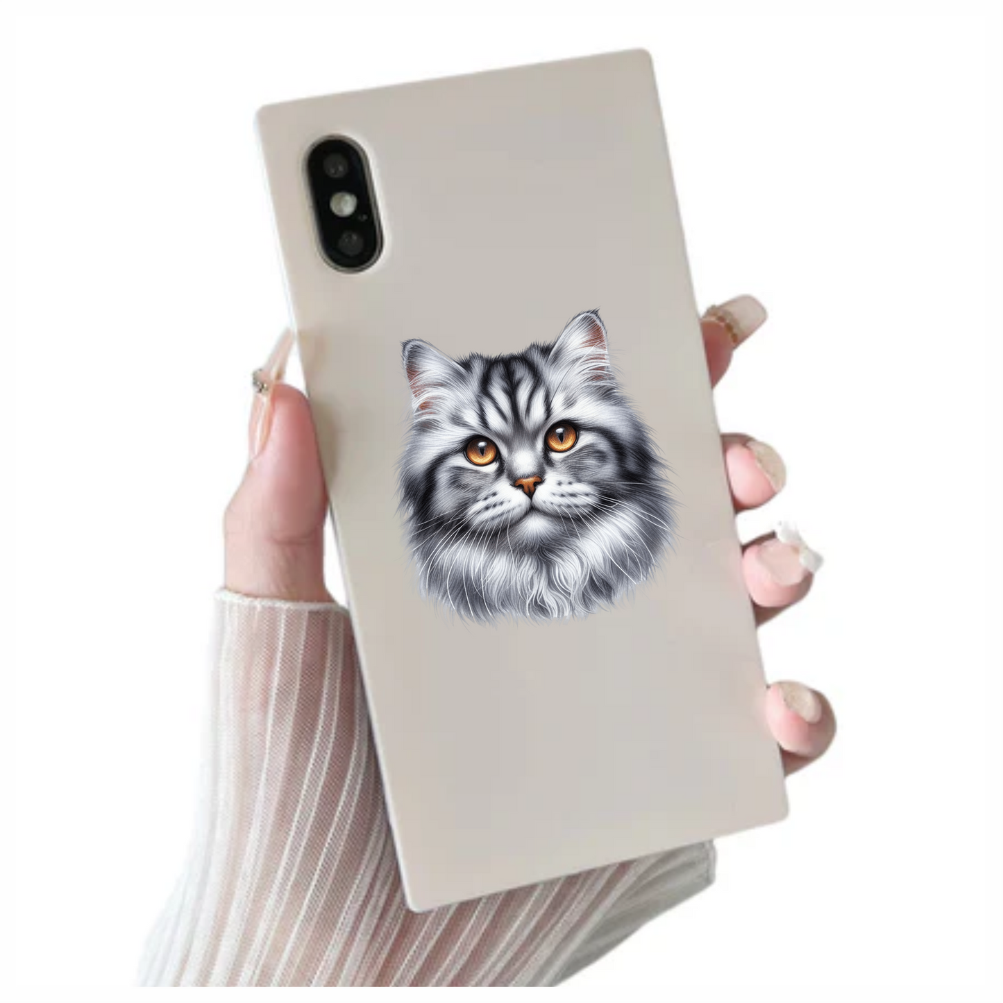 Gray Cat With Golden Eyes Vinyl Sticker Decal