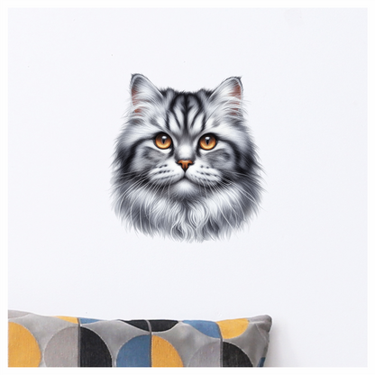 Gray Cat With Golden Eyes Vinyl Sticker Decal