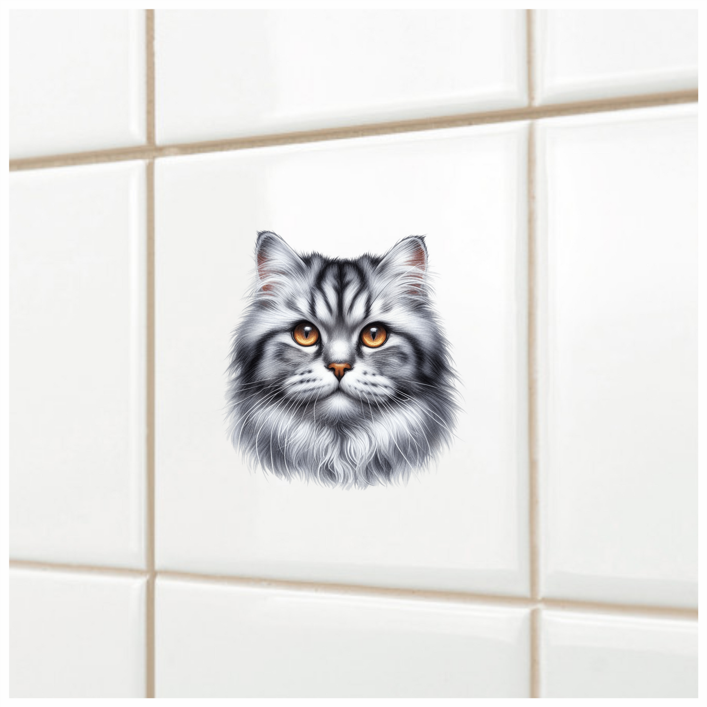 Gray Cat With Golden Eyes Vinyl Sticker Decal