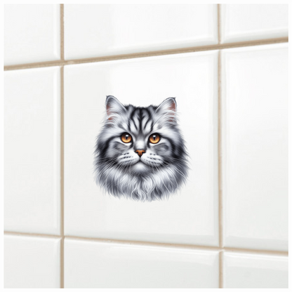 Gray Cat With Golden Eyes Vinyl Sticker Decal