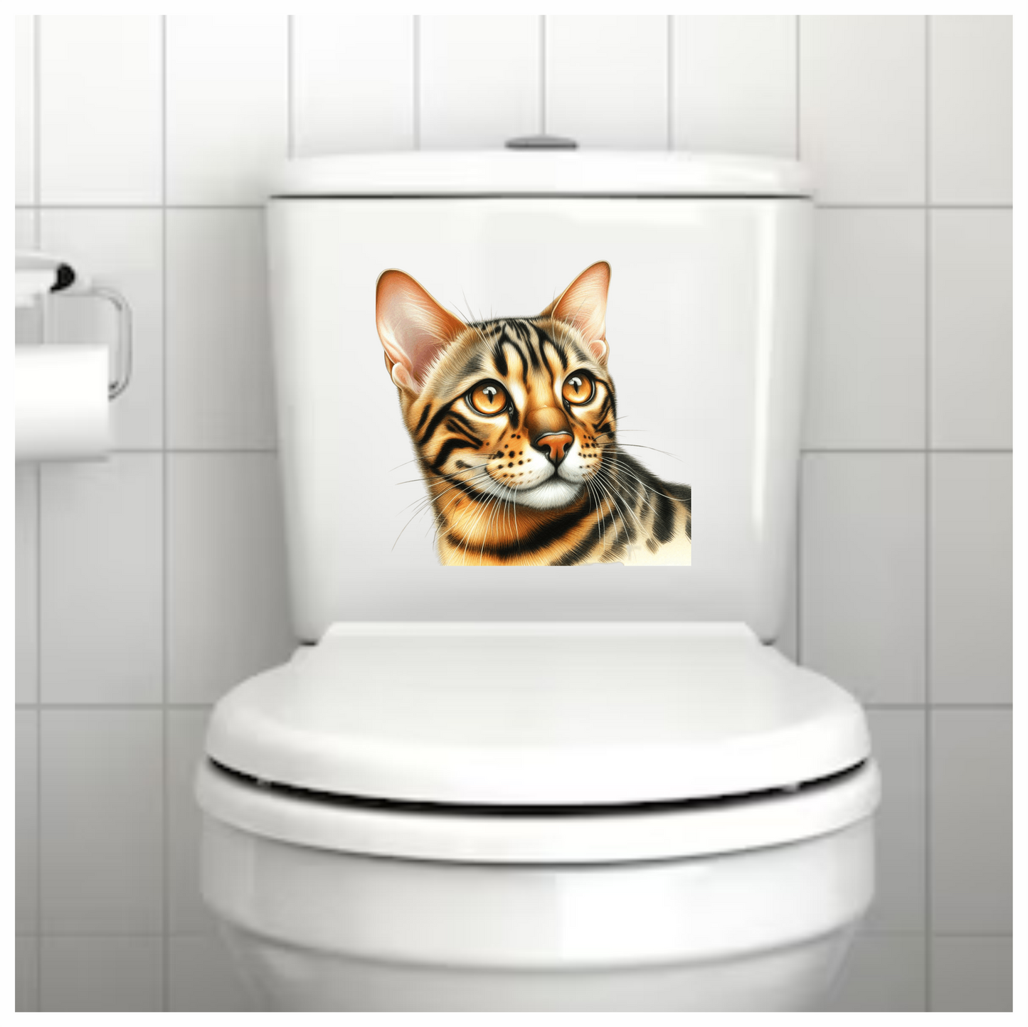 Brown Bengal Cat With Amber Eyes Vinyl Sticker Decal