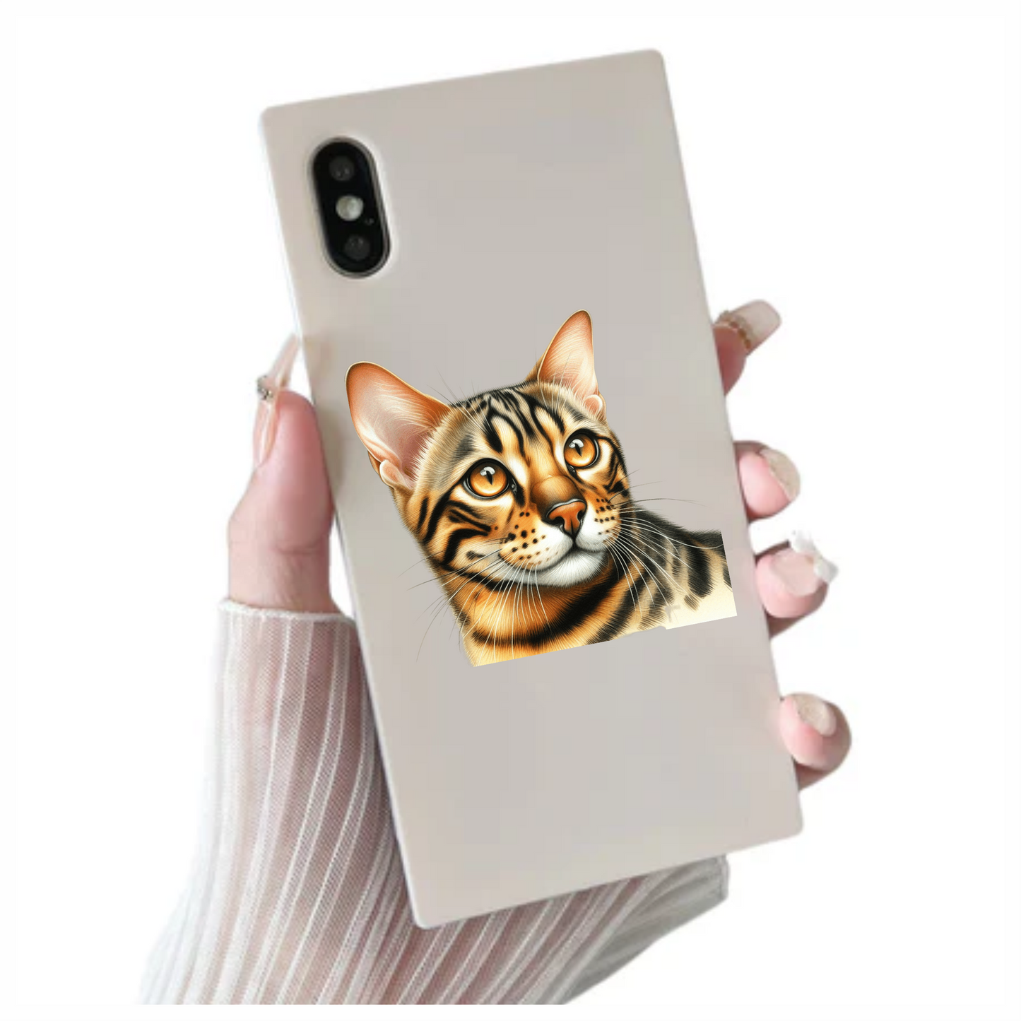 Brown Bengal Cat With Amber Eyes Vinyl Sticker Decal