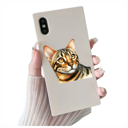 Brown Bengal Cat With Amber Eyes Vinyl Sticker Decal