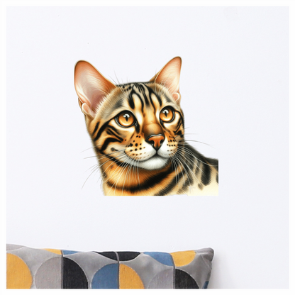 Brown Bengal Cat With Amber Eyes Vinyl Sticker Decal