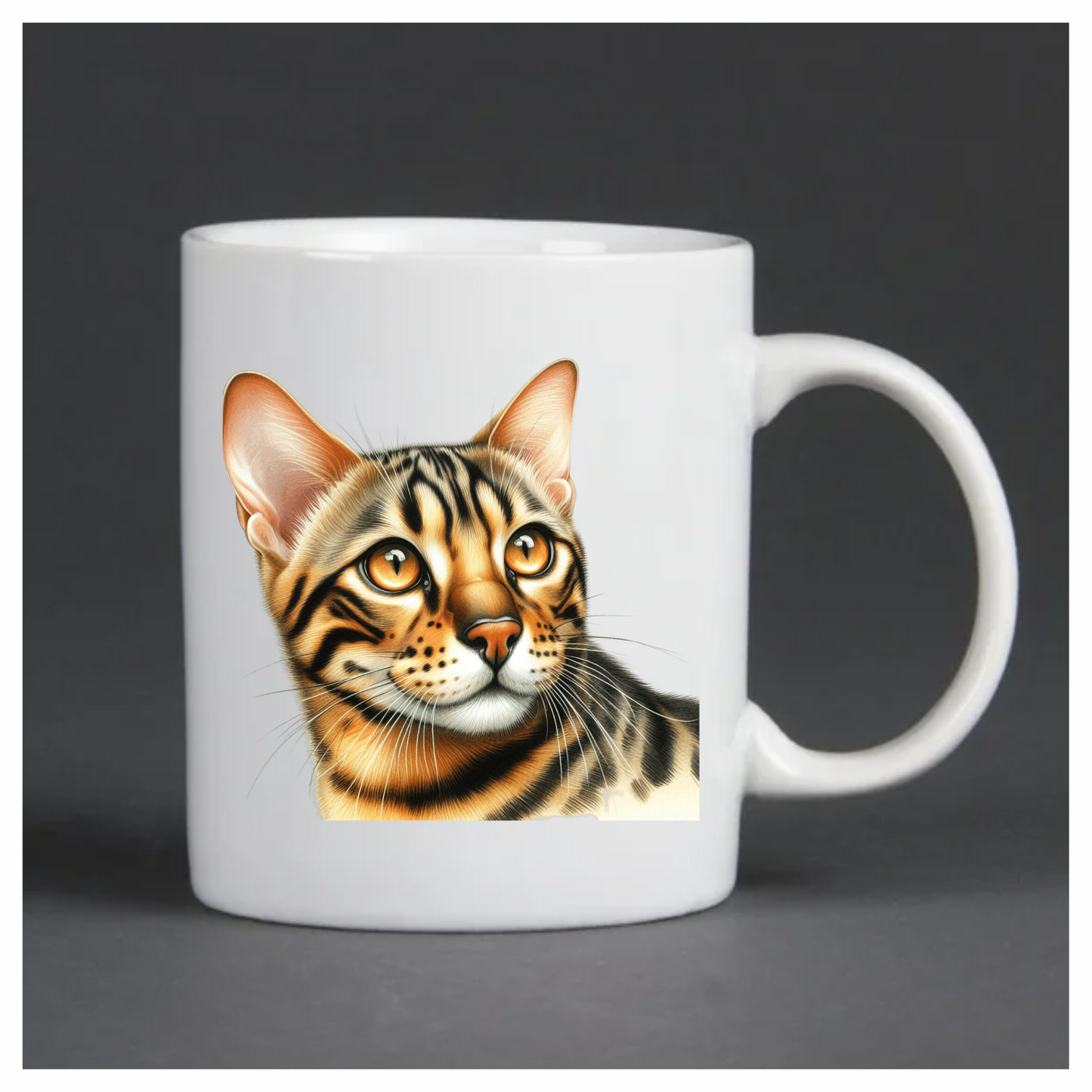 Brown Bengal Cat With Amber Eyes Vinyl Sticker Decal