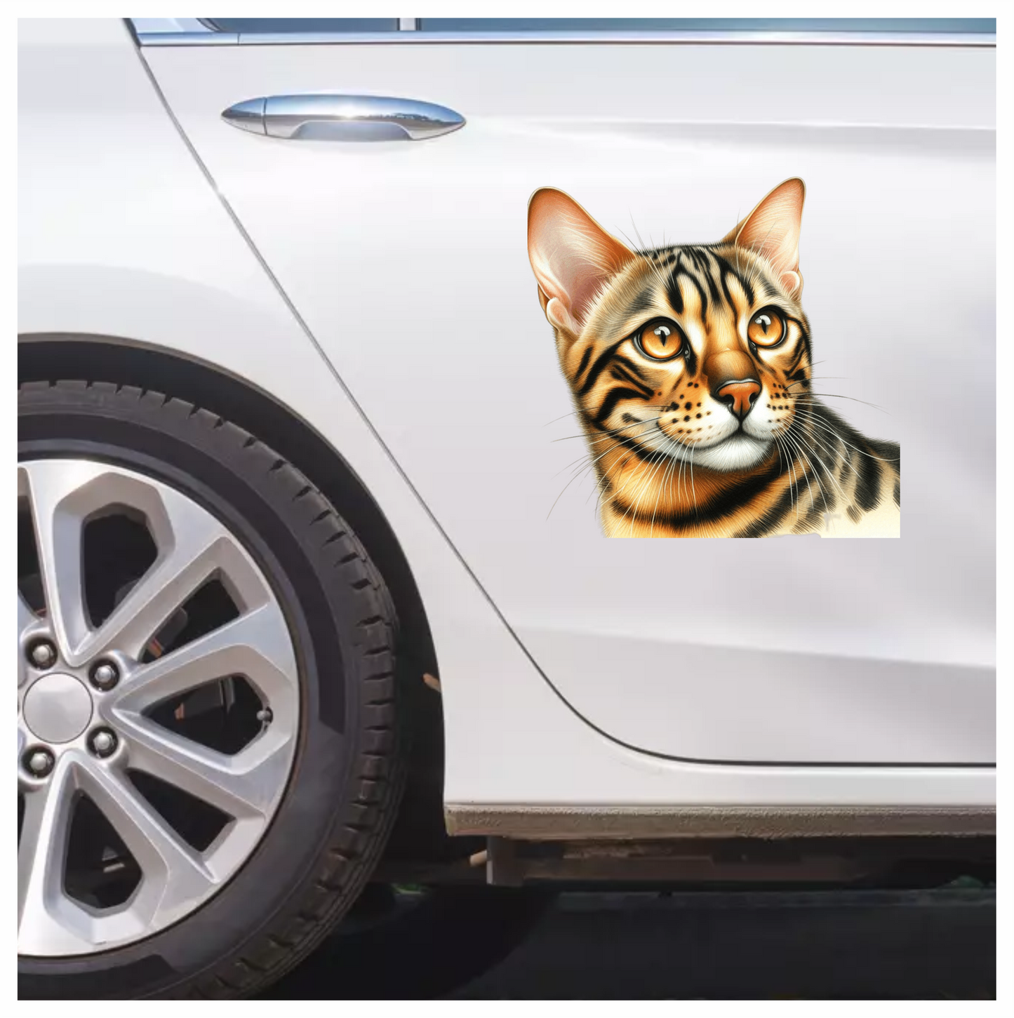 Brown Bengal Cat With Amber Eyes Vinyl Sticker Decal