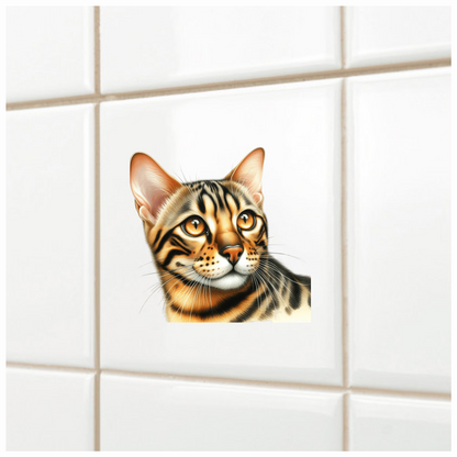 Brown Bengal Cat With Amber Eyes Vinyl Sticker Decal
