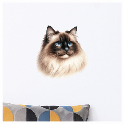 Cream Himalayan Cat With Blue Eyes Vinyl Sticker Decal