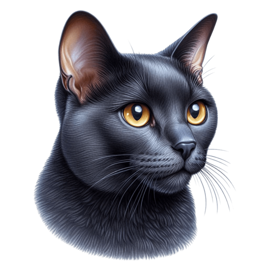 Black Burmese Cat With Amber Eyes Vinyl Sticker Decal