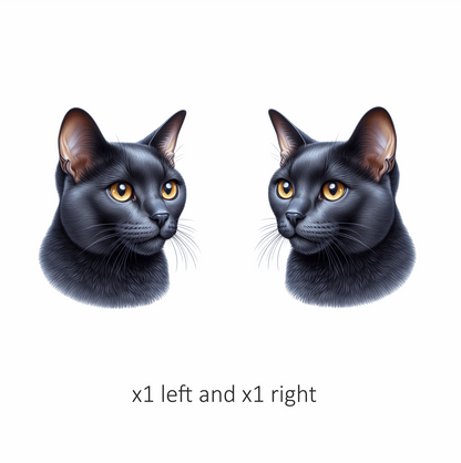 Black Burmese Cat With Amber Eyes Vinyl Sticker Decal
