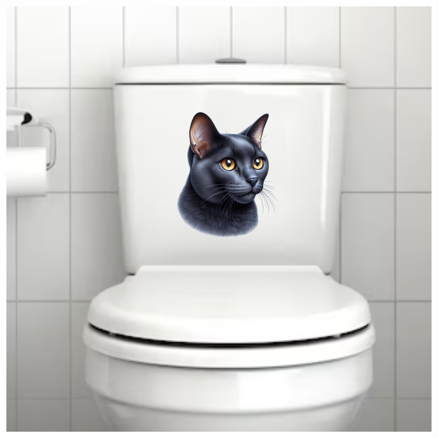 Black Burmese Cat With Amber Eyes Vinyl Sticker Decal