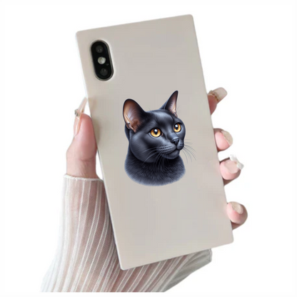 Black Burmese Cat With Amber Eyes Vinyl Sticker Decal
