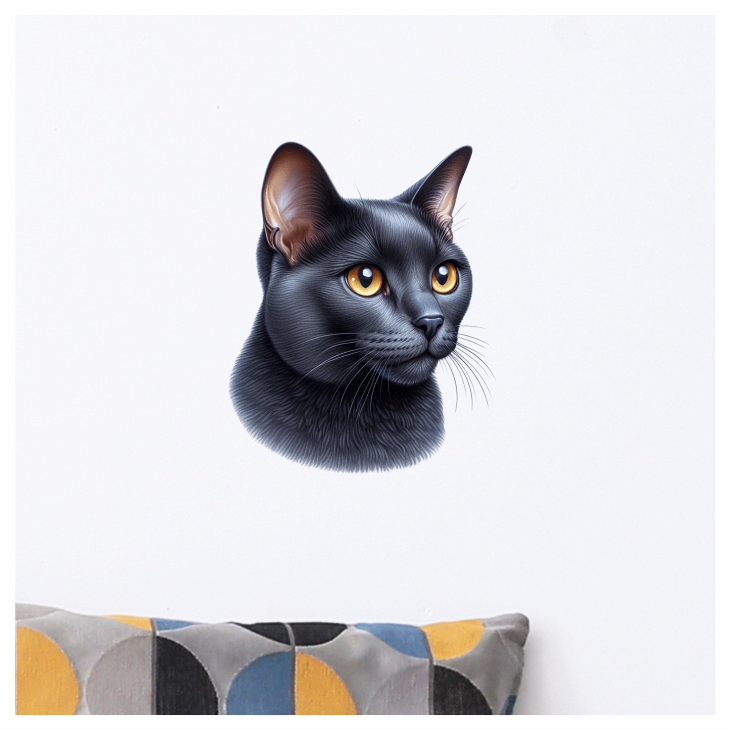 Black Burmese Cat With Amber Eyes Vinyl Sticker Decal
