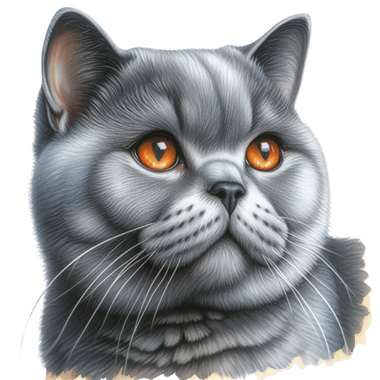 Gray British Shorthair Cat With Amber Eyes Vinyl Sticker Decal