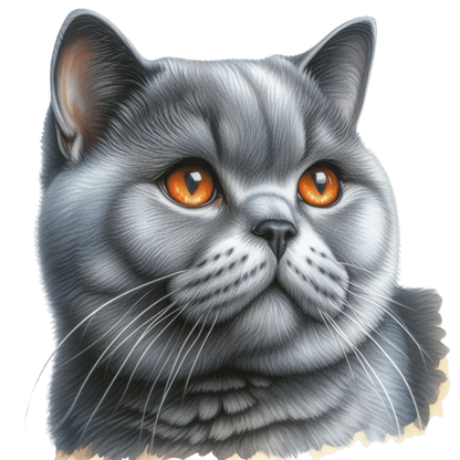 Gray British Shorthair Cat With Amber Eyes Vinyl Sticker Decal