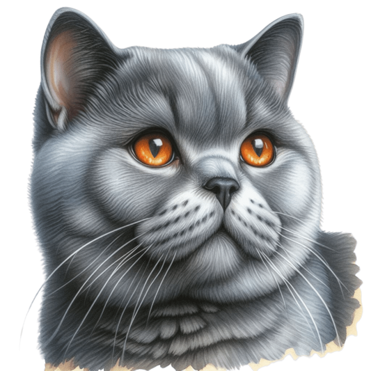 Gray British Shorthair Cat With Amber Eyes Vinyl Sticker Decal