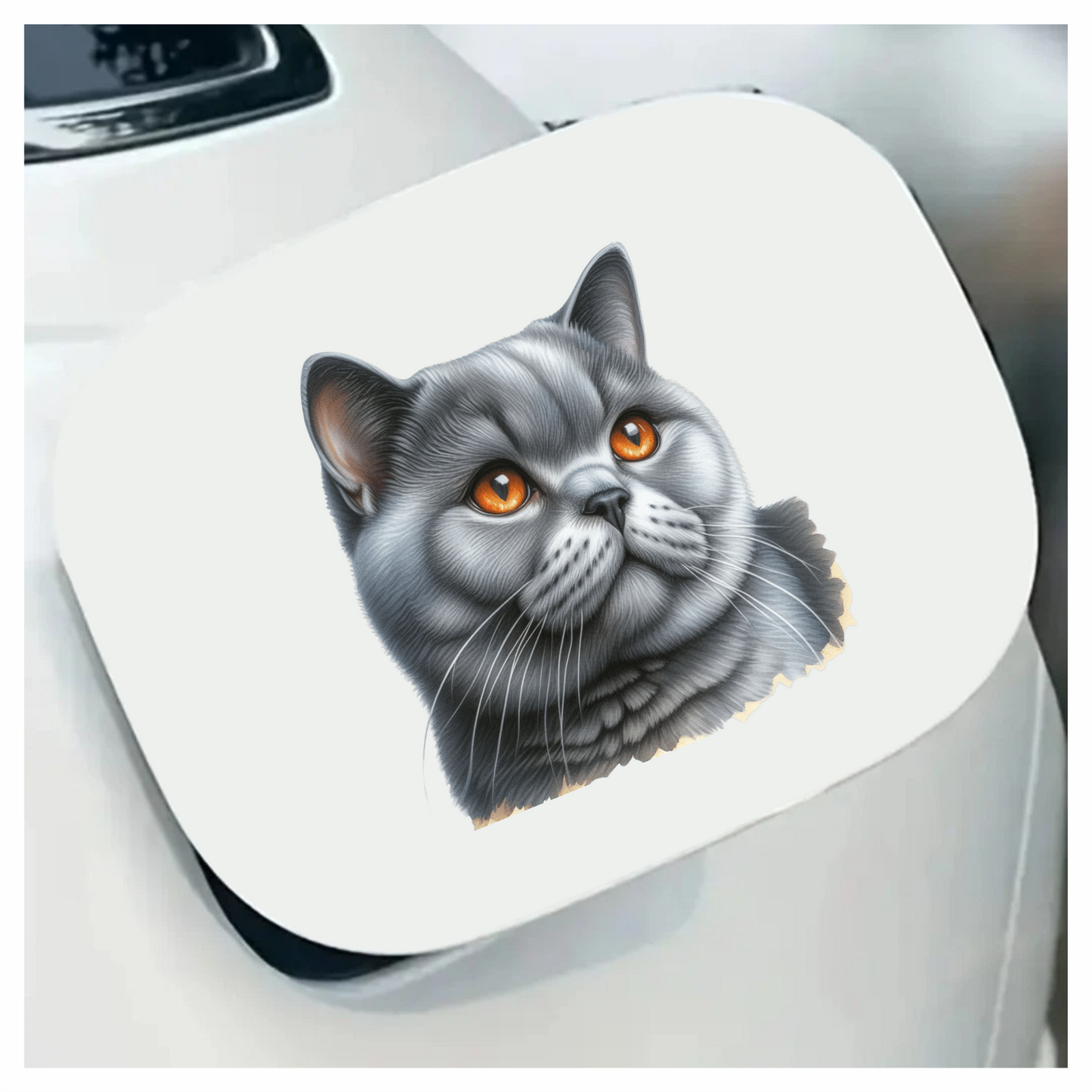 Gray British Shorthair Cat With Amber Eyes Vinyl Sticker Decal