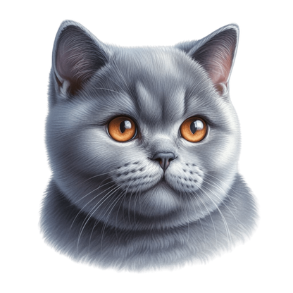 Gray British Shorthair Cat With Orange Eyes Vinyl Sticker Decal
