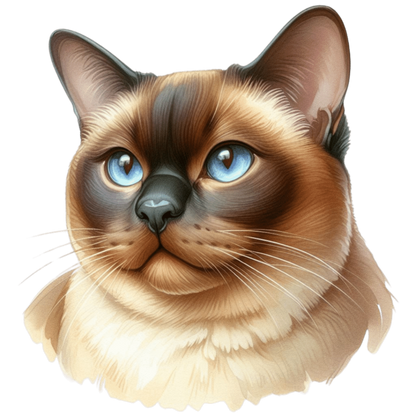 Brown Siamese Cat With Blue Eyes Vinyl Sticker Decal