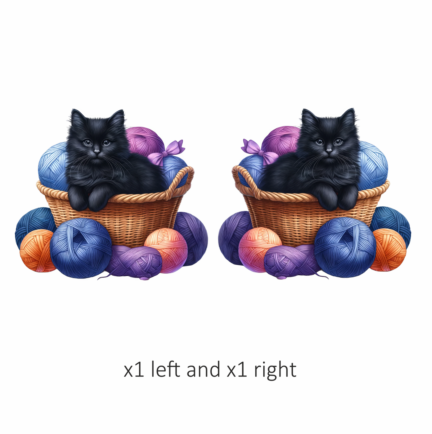 Black Kitten In Basket With Yarn Vinyl Sticker Decal