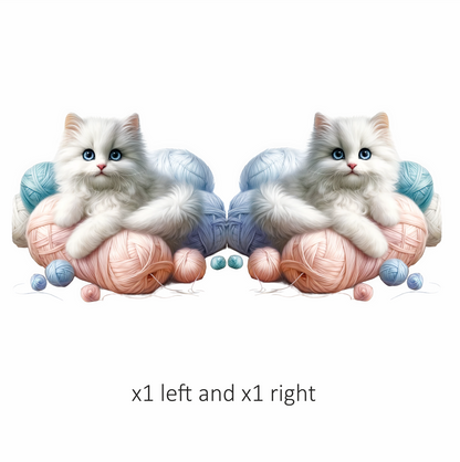 White Kitten With Blue Eyes Yarn Vinyl Sticker Decal