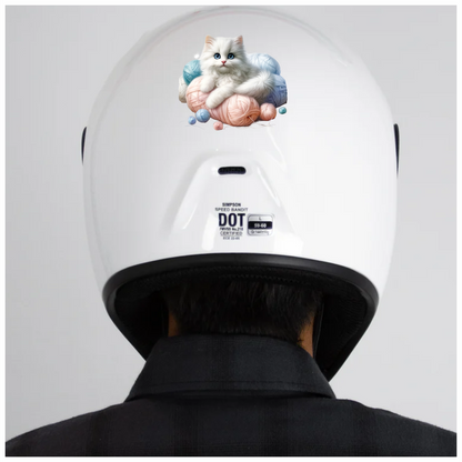 White Kitten With Blue Eyes Yarn Vinyl Sticker Decal