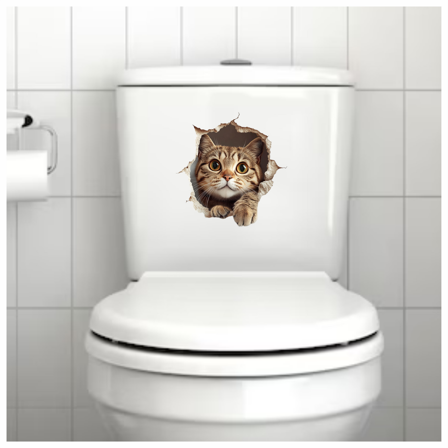 Brown Tabby Cat With Green Eyes Vinyl Sticker Decal
