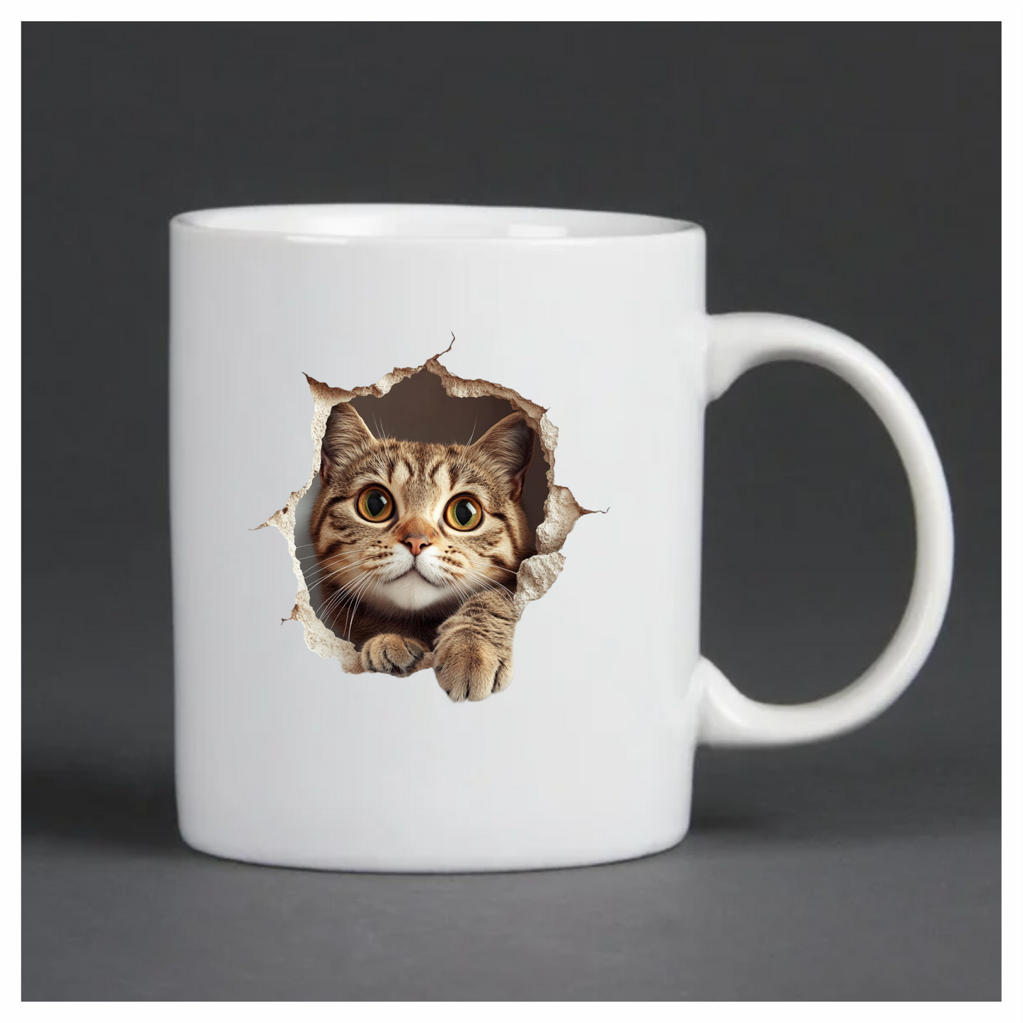 Brown Tabby Cat With Green Eyes Vinyl Sticker Decal