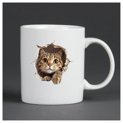 Brown Tabby Cat With Green Eyes Vinyl Sticker Decal